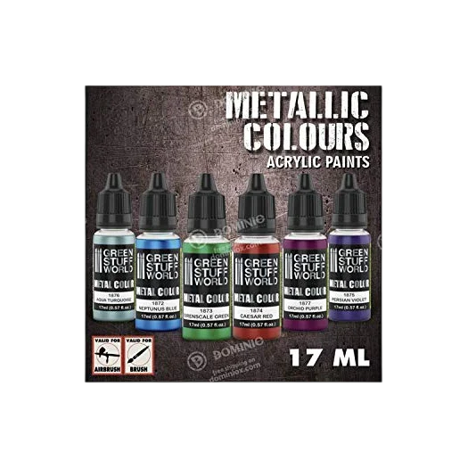 Green Stuff World Colour Metallics Paint Set 6 x 17ml - 9912