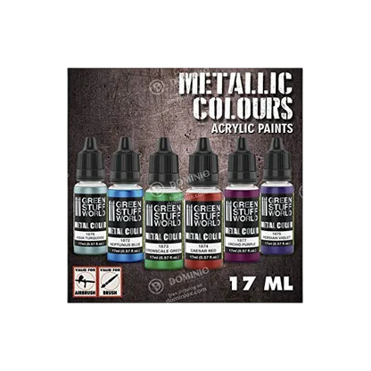 Green Stuff World Colour Metallics Paint Set 6 x 17ml - 9912