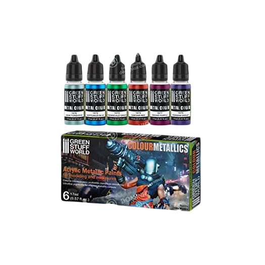 Green Stuff World Colour Metallics Paint Set 6 x 17ml - 9912