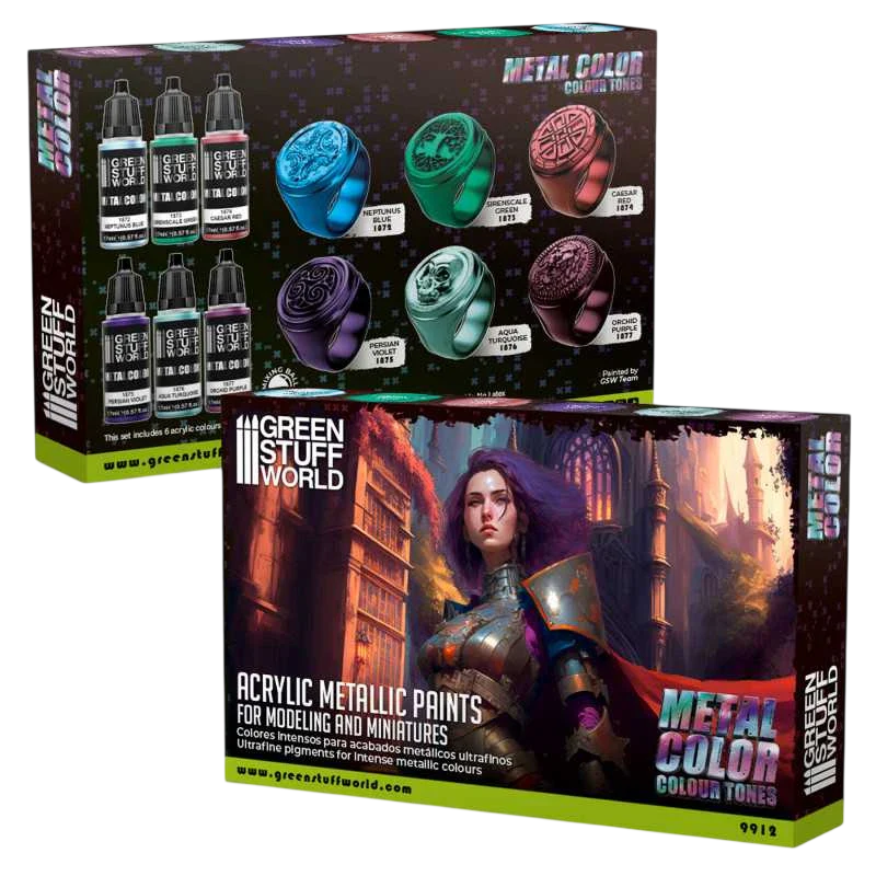 Green Stuff World Colour Metallics Paint Set 6 x 17ml - 9912