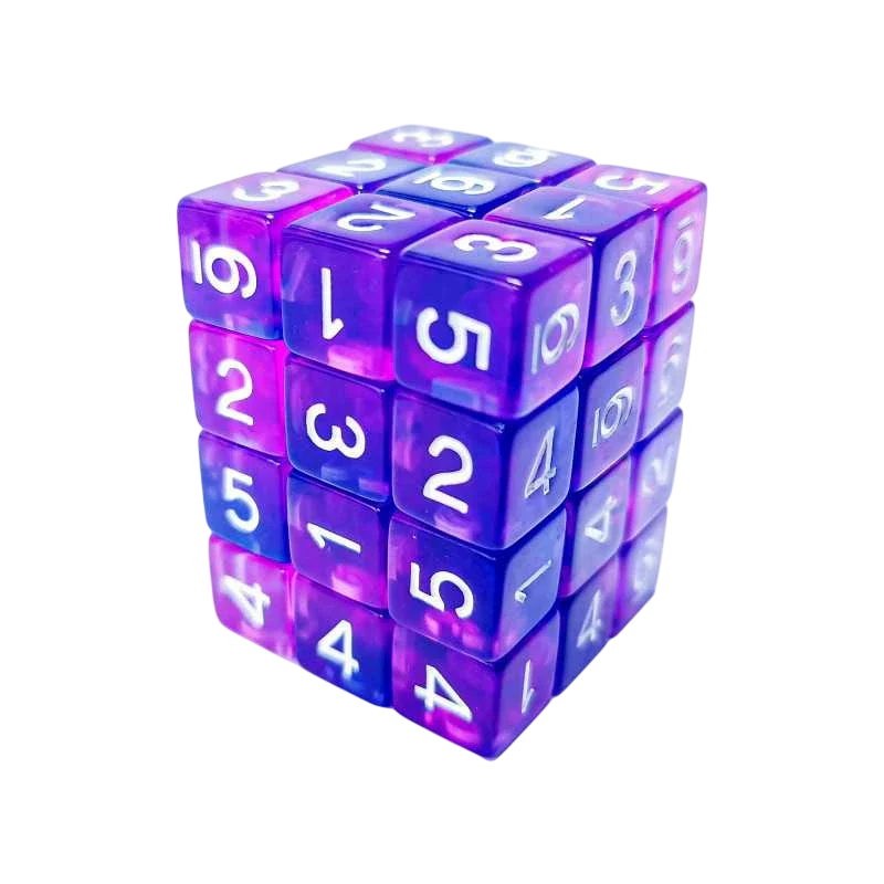 Green Stuff World D6 12mm Dice - Clear Blue/Purple 3384
