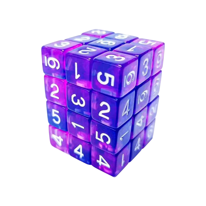 Green Stuff World D6 12mm Dice - Clear Blue/Purple 3384