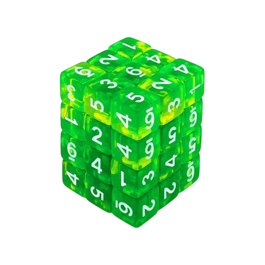 Green Stuff World D6 12mm Dice - Clear Green/Yellow 3386