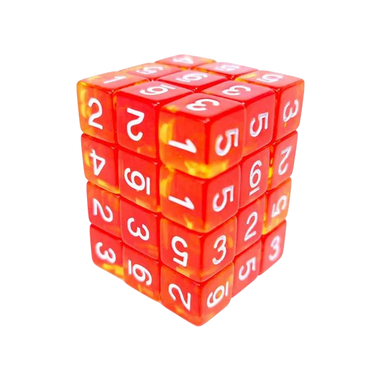 Green Stuff World D6 12mm Dice - Clear Red/Yellow 3383