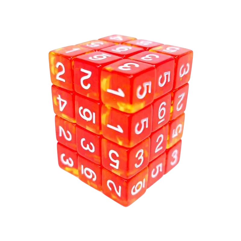 Green Stuff World D6 12mm Dice - Clear Red/Yellow 3383
