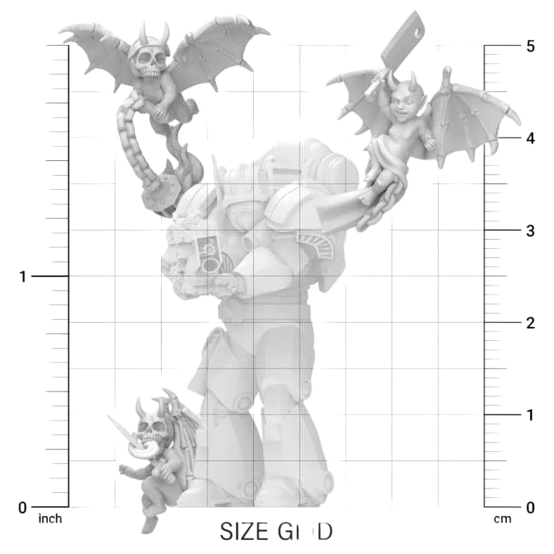 Green Stuff World Evil Imp Cherubs Miniatures for 40K, 3D Printed Resin Bits, Set of 4 Demonic with Weapons 12347