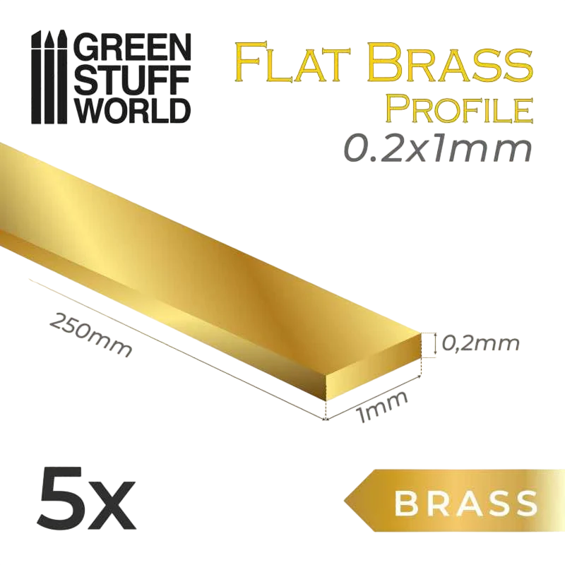 Green Stuff World Flat Brass Profile 0.2 x 1mm 11130