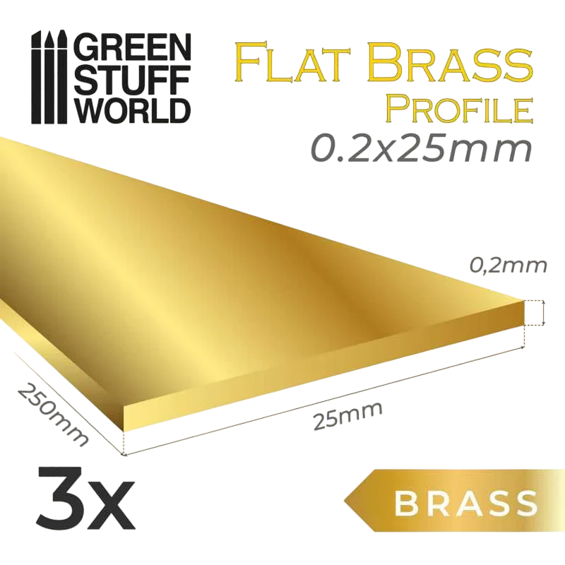 Green Stuff World Flat Brass Profile 0.2 x 25mm 11135