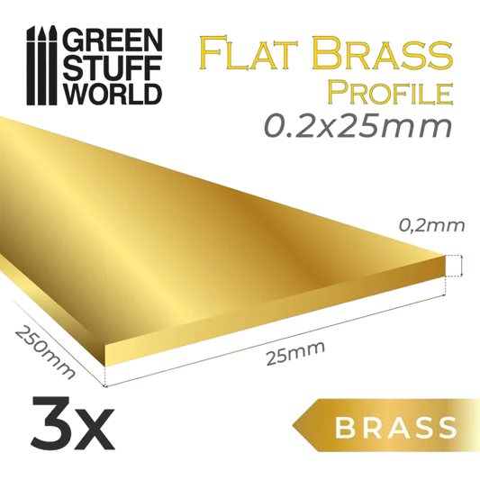 Green Stuff World Flat Brass Profile 0.2 x 25mm 11135