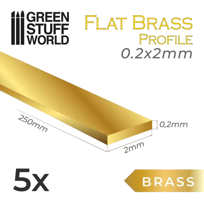 Green Stuff World Flat Brass Profile 0.2 x 2mm 11131