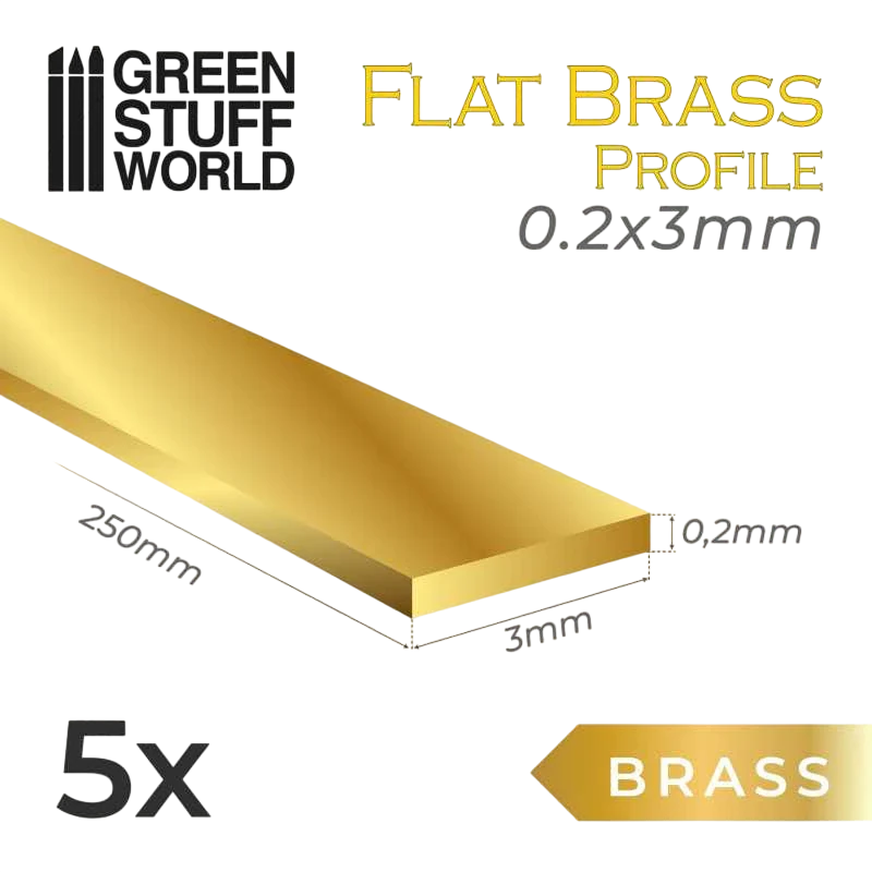 Green Stuff World Flat Brass Profile 0.2 x 3mm 11132