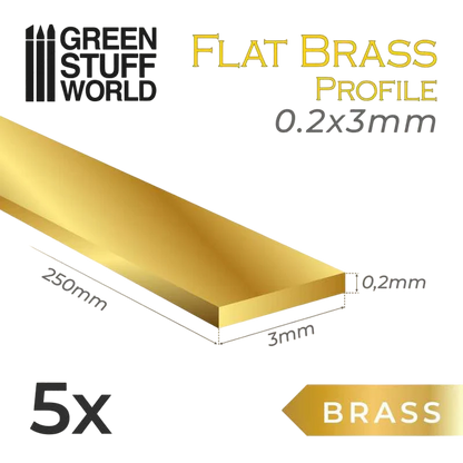 Green Stuff World Flat Brass Profile 0.2 x 3mm 11132