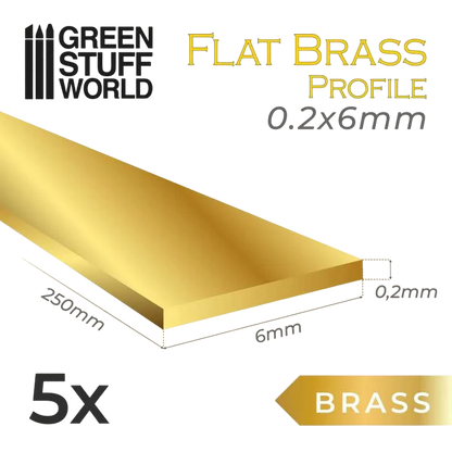 Green Stuff World Flat Brass Profile 0.2 x 6mm 11133