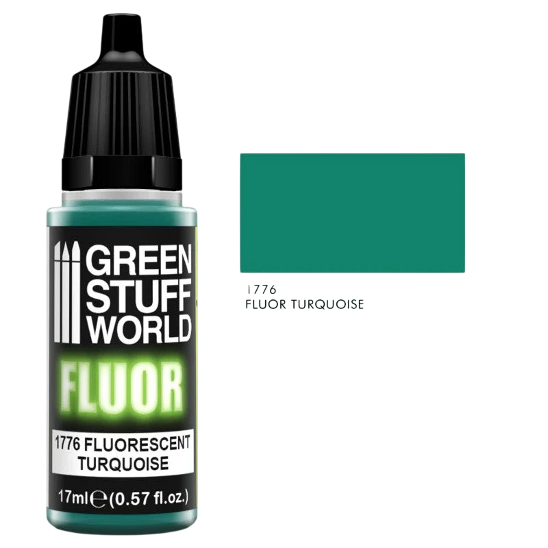 Green Stuff World Fluorescent Acrylic Paint Turquoise 1776 for Models and Miniatures