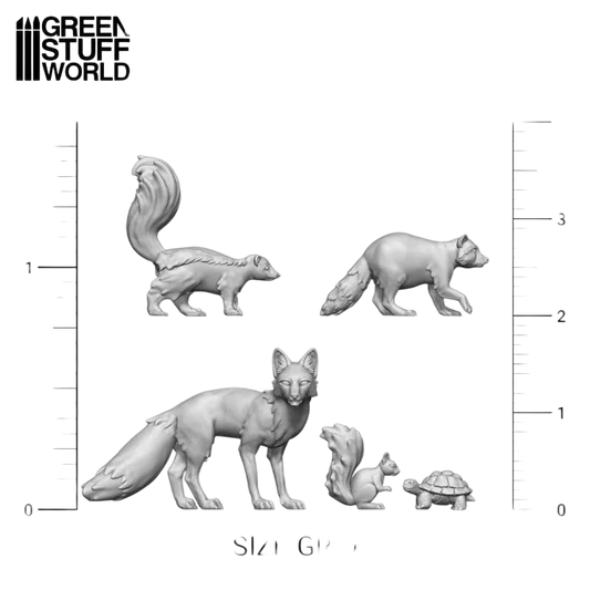 Green Stuff World Forest Animals Miniatures Resin Unpainted 28mm 32mm Woodland Creatures Wargaming