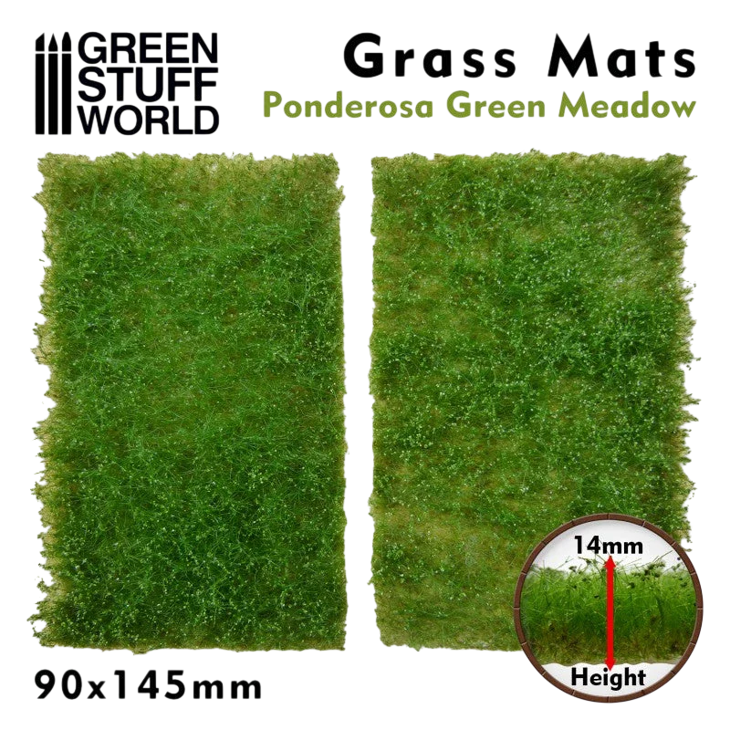Green Stuff World Grass Mat Cutouts - Ponderosa Green Meadow 10338