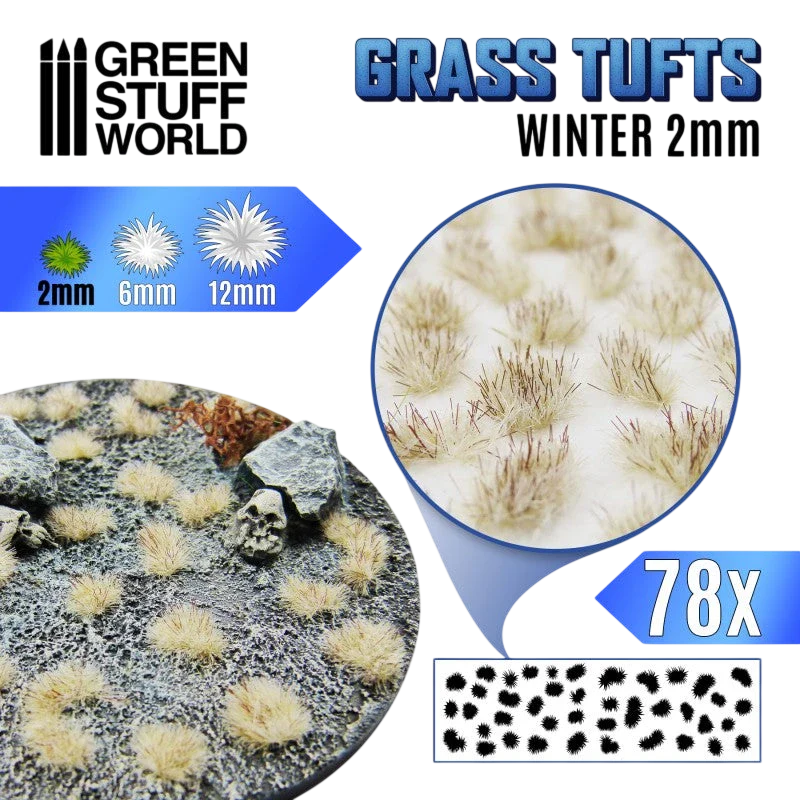 Green Stuff World Grass Tufts for Models and Miniatures – Winter White 2mm 10979
