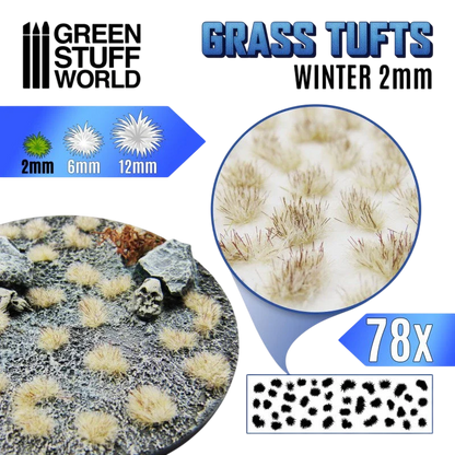 Green Stuff World Grass Tufts for Models and Miniatures – Winter White 2mm 10979