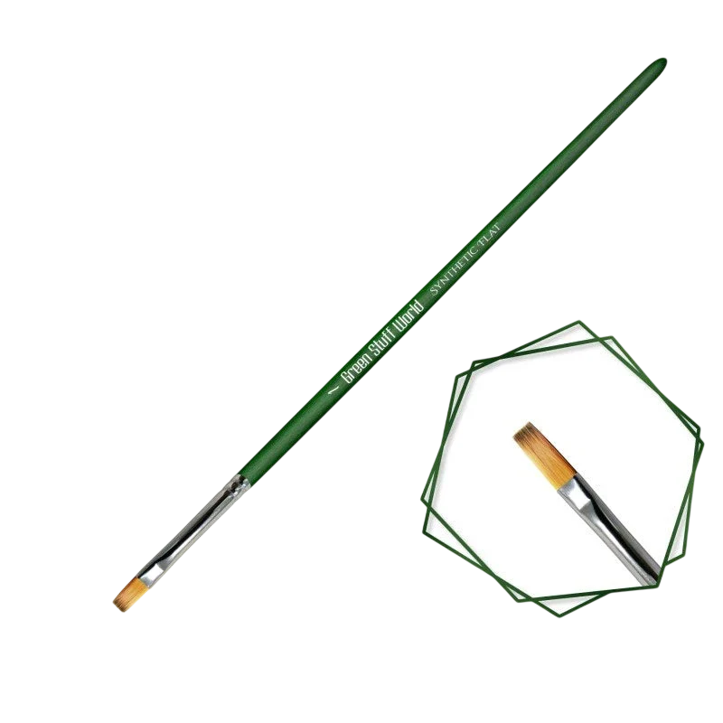 Green Stuff World Green Series Flat Synthetic Brush - Size 1 for Miniatures 2458