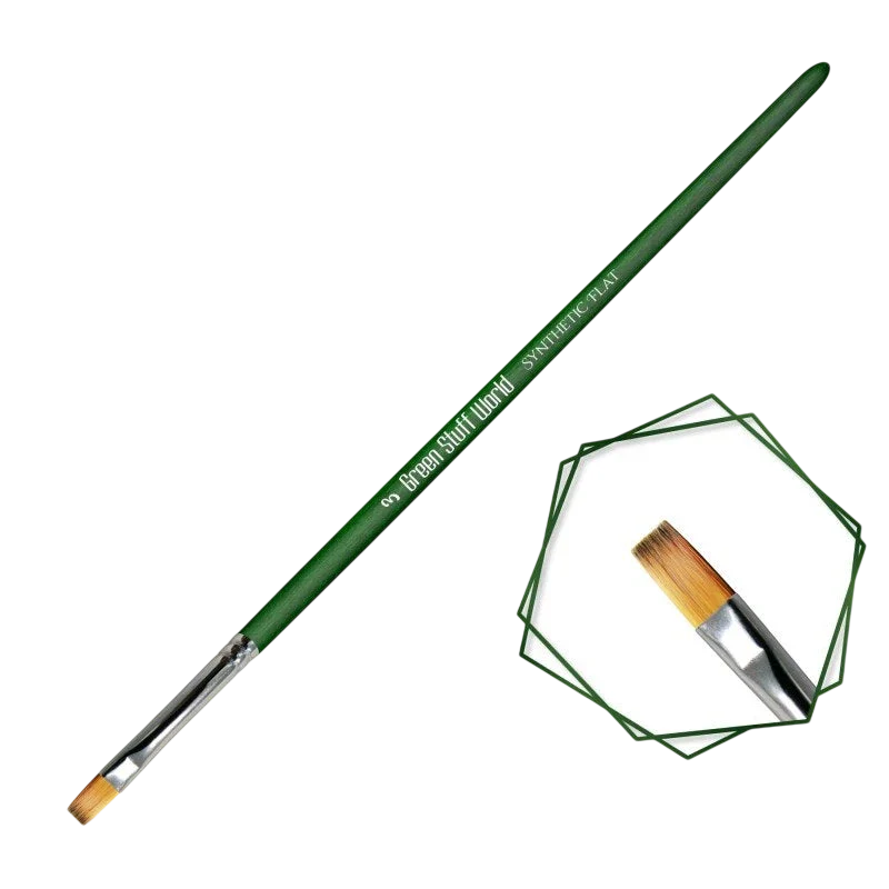 Green Stuff World Green Series Flat Synthetic Brush - Size 3 for Miniatures 2457