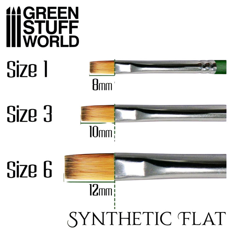 Green Stuff World Green Series Flat Synthetic Brush - Size 3 for Miniatures 2457