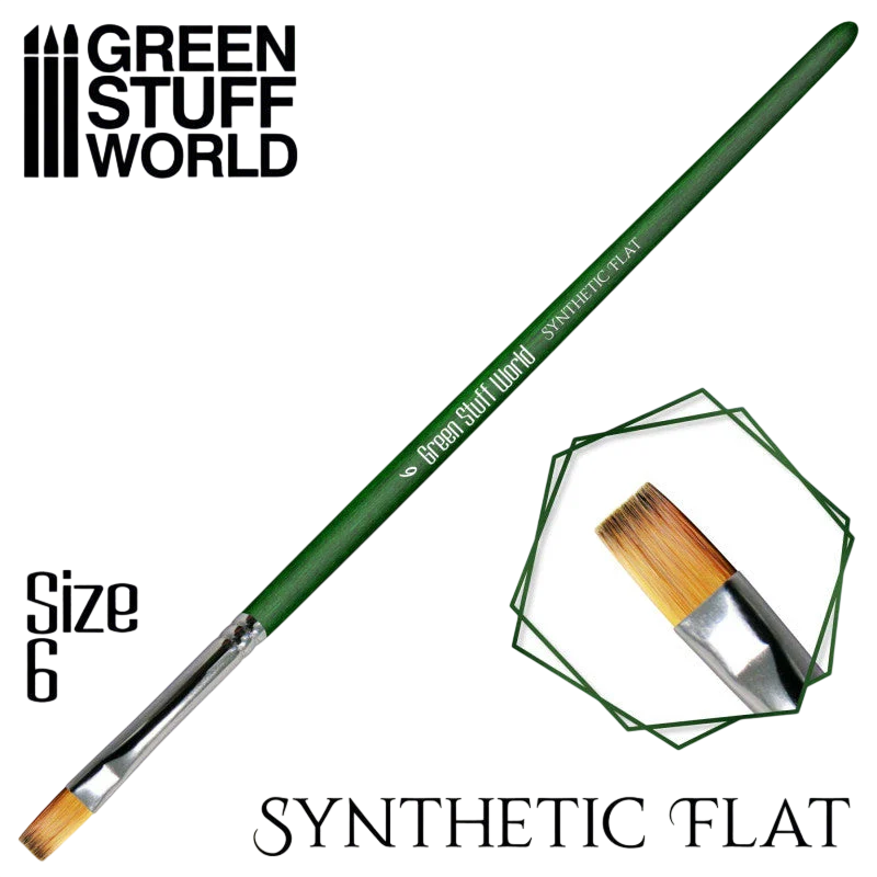 Green Stuff World Green Series Flat Synthetic Brush - Size 6 for Miniatures 2456
