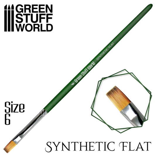 Green Stuff World Green Series Flat Synthetic Brush - Size 6 for Miniatures 2456