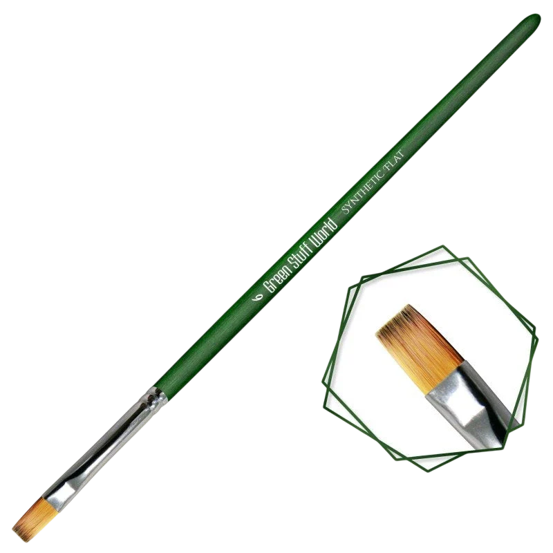Green Stuff World Green Series Flat Synthetic Brush - Size 6 for Miniatures 2456