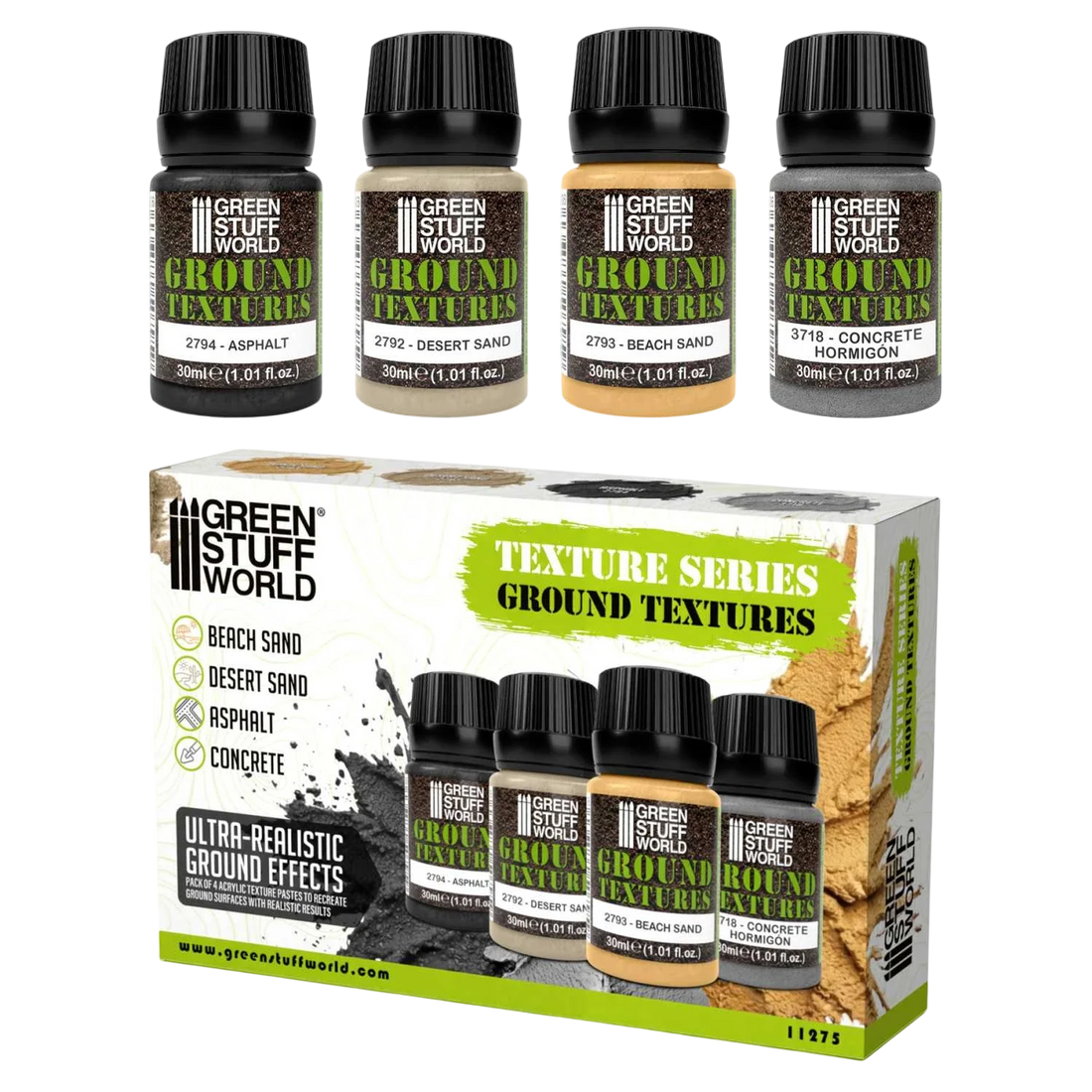 Green Stuff World Ground textures set 30ml for Modeling and Dioramas