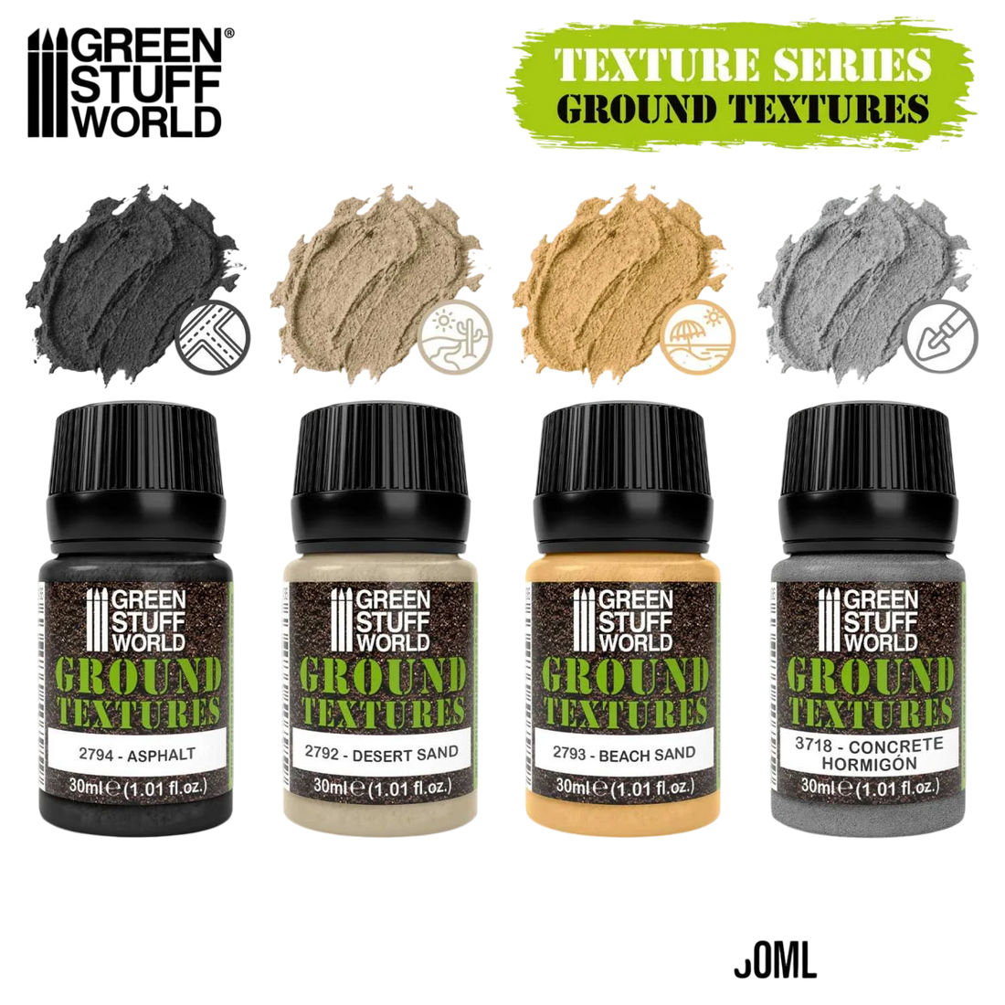 Green Stuff World Ground textures set 30ml for Modeling and Dioramas