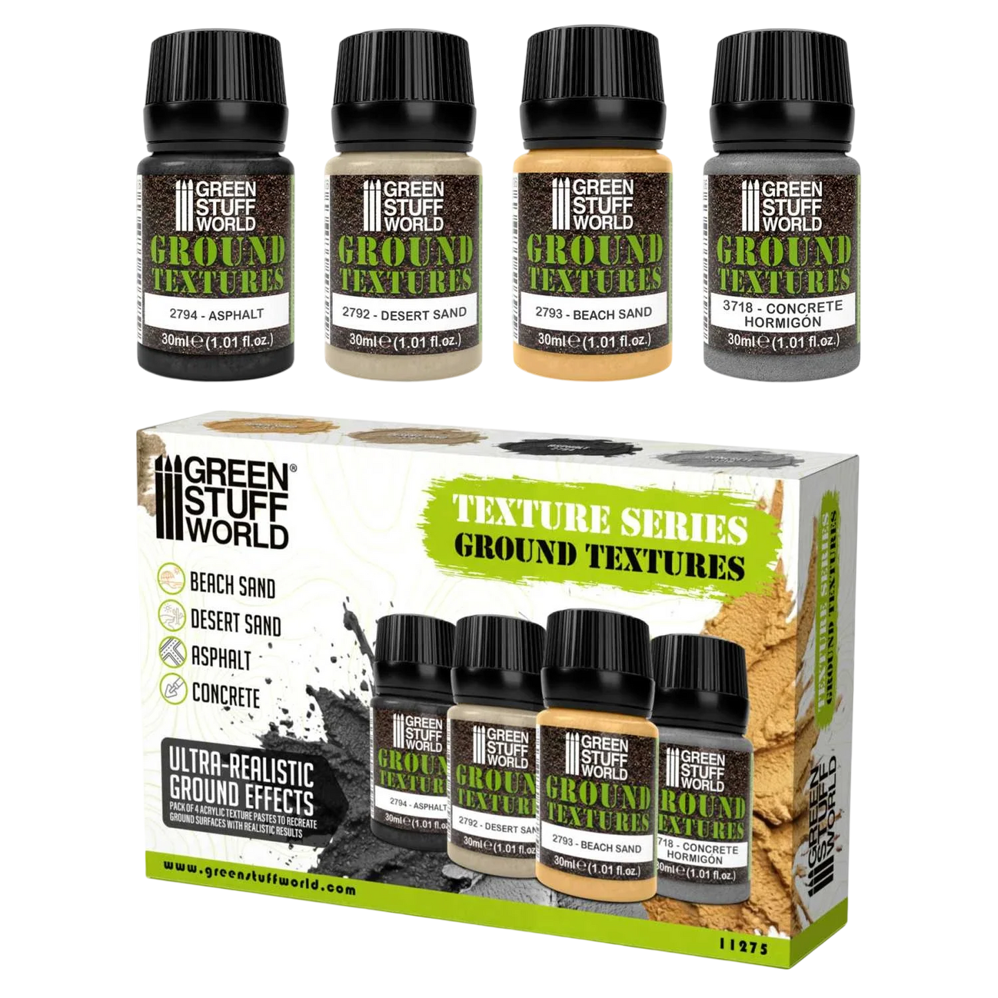 Green Stuff World Ground textures set 30ml for Modeling and Dioramas