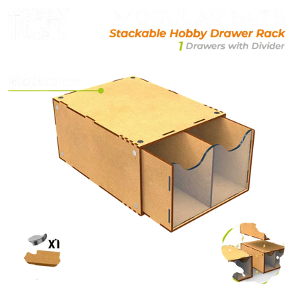 Green Stuff World Half Stackable hobby drawer rack with 2 vertical drawers and magnets