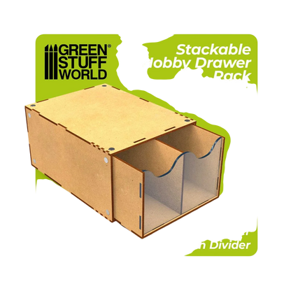 Green Stuff World Half Stackable hobby drawer rack with 2 vertical drawers and magnets