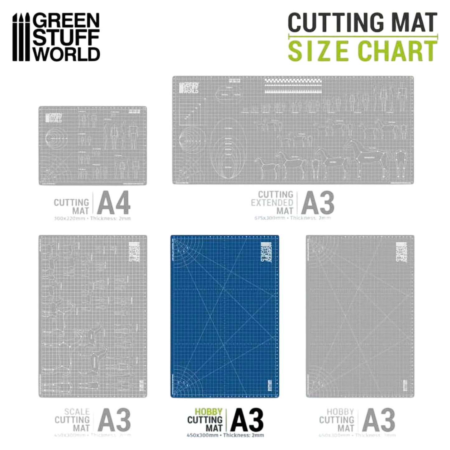 Green Stuff World Hobby Cutting Mat A3 Blue