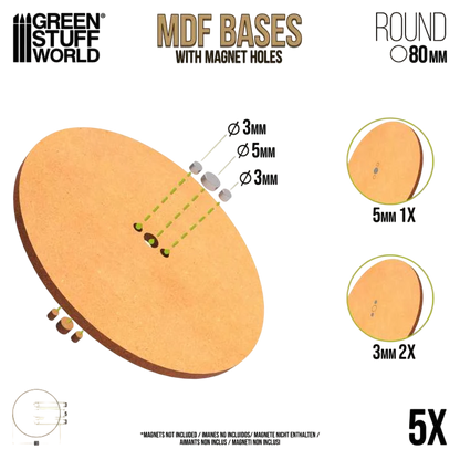 Green Stuff World MDF Bases - Round 80mm 9840