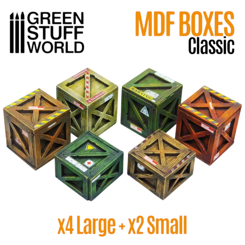 Green Stuff World MDF Boxes for Models and Miniatures – Classic Wood Crates 10298