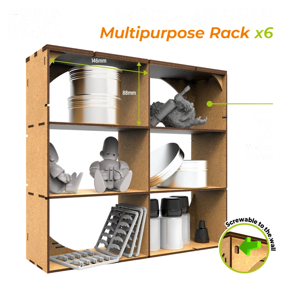 Green Stuff World MDF Multipurpose Rack x6