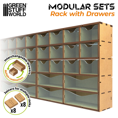 Green Stuff World MDF Vertical rack with 16 Drawers