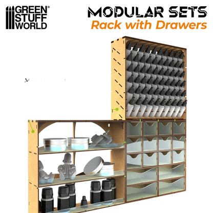Green Stuff World MDF Vertical rack with 16 Drawers