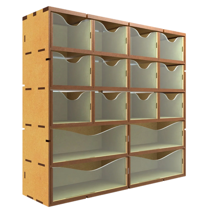 Green Stuff World MDF Vertical rack with 16 Drawers