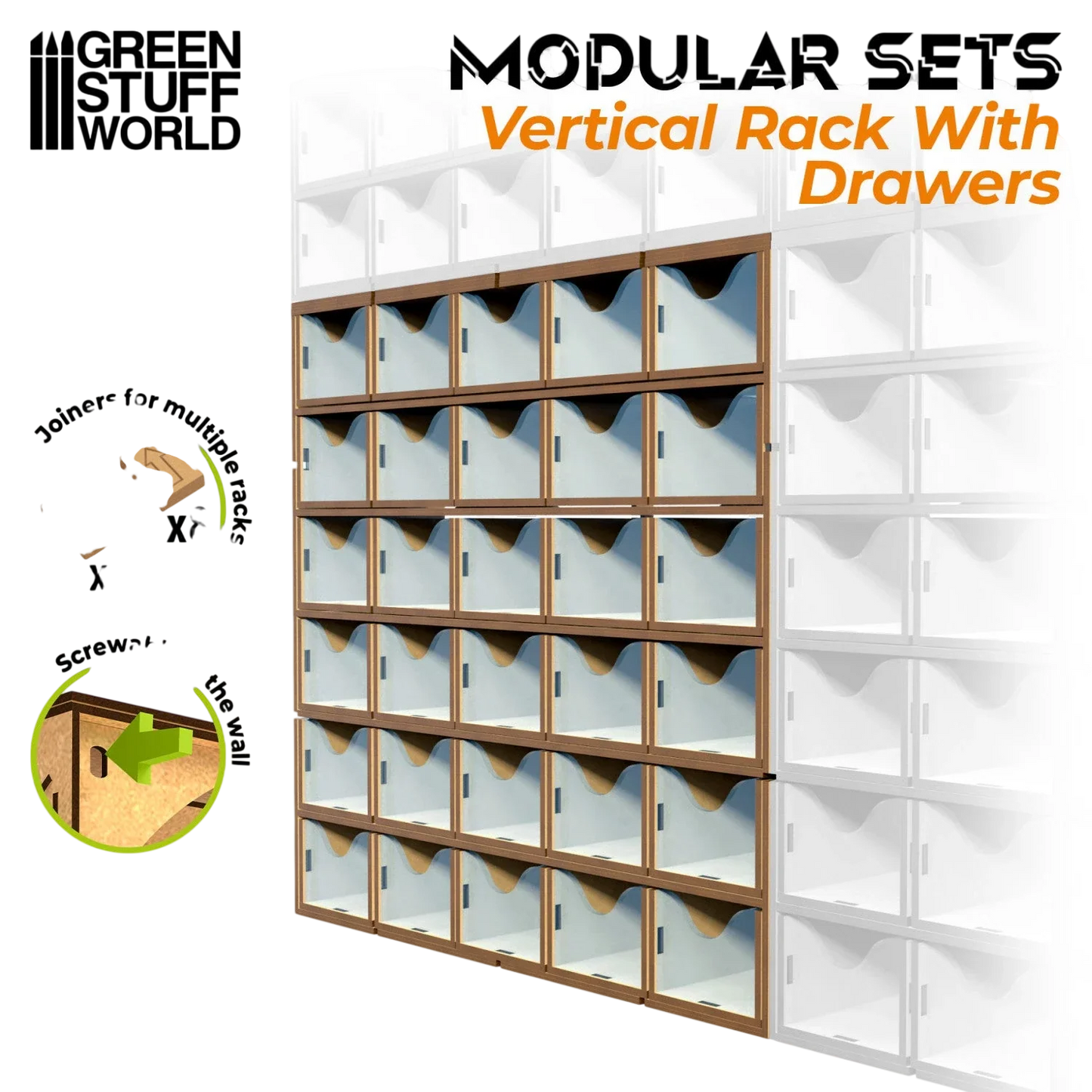 Green Stuff World MDF Vertical rack with 30 Drawers