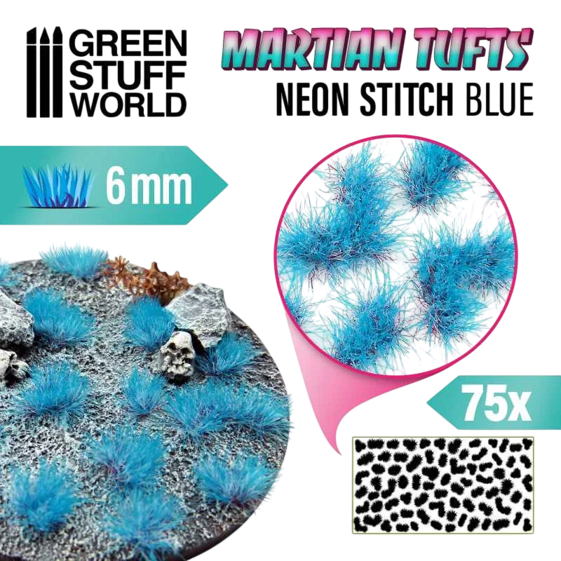 Green Stuff World Martian Fluorescent Modeling Tufts - Neon Stitch Blue 10685