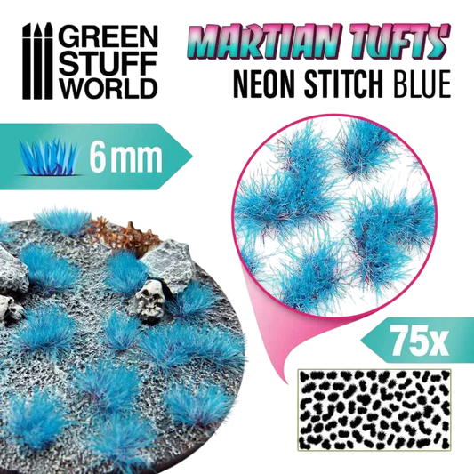 Green Stuff World Martian Fluorescent Modeling Tufts - Neon Stitch Blue 10685