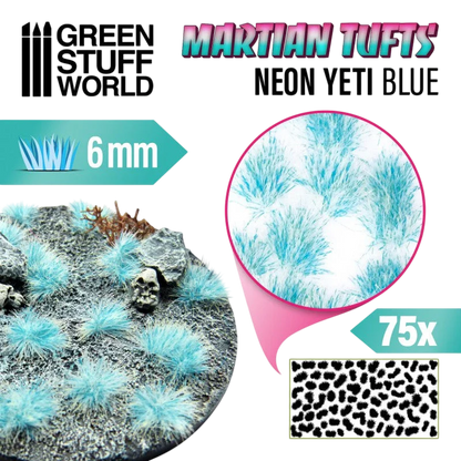 Green Stuff World Martian Tufts for Models and Miniatures – Neon Yeti Blue 6mm 10684