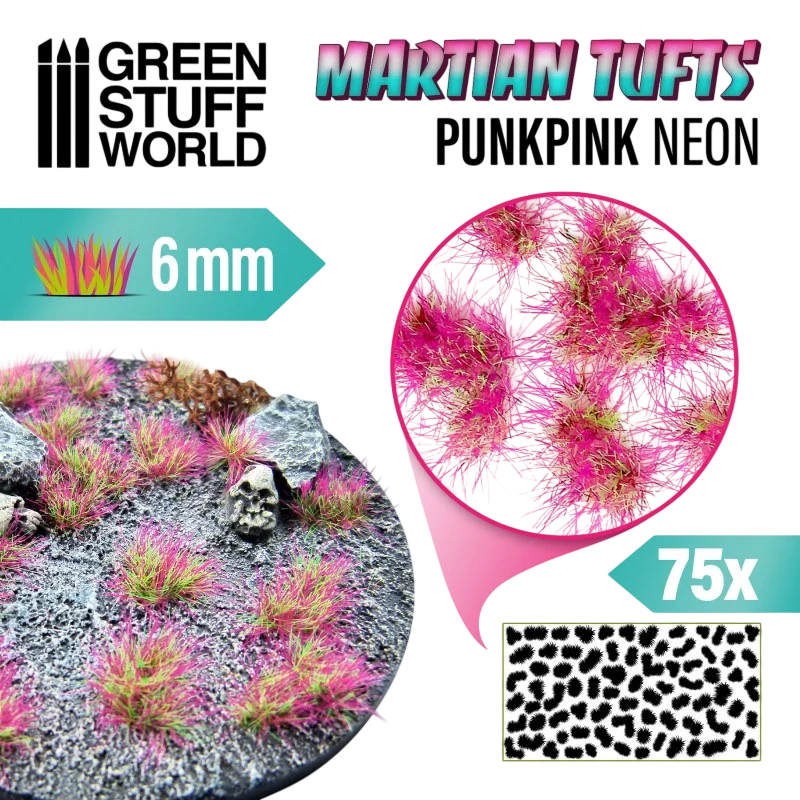 Green Stuff World Martian Tufts for Models and Miniatures – Punkpink Neon 6mm 10681