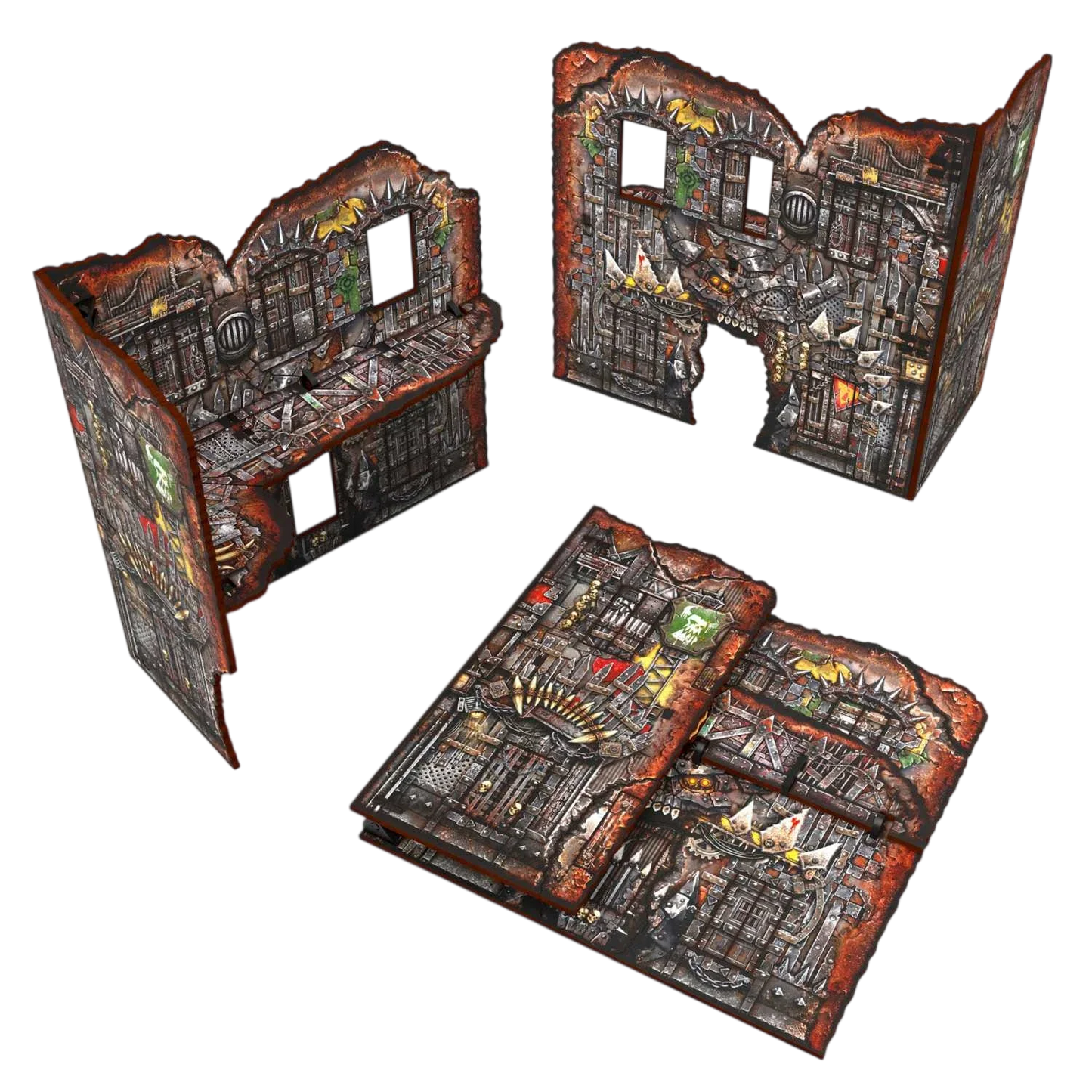 Green Stuff World Matched Play Pre-Painted Foldable Large L-shaped Ruin - Orks - Wargmaing