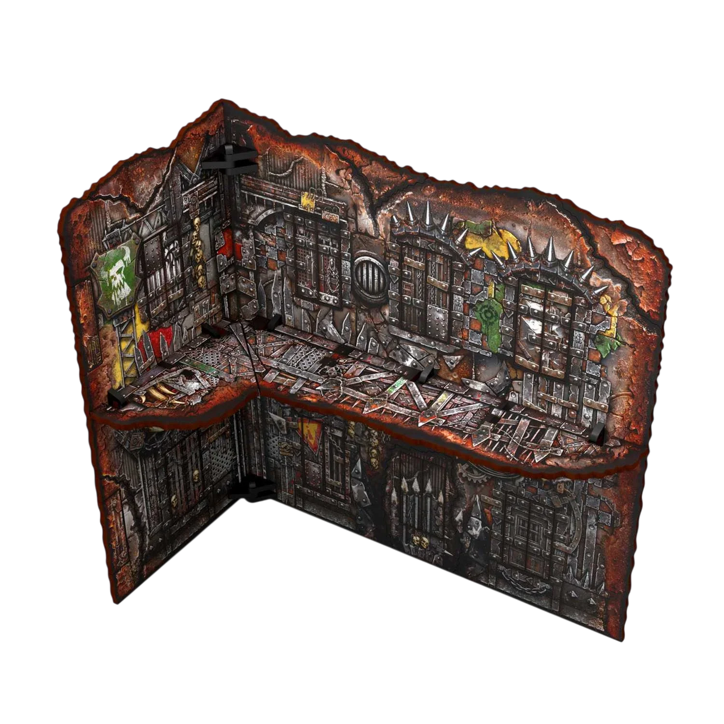 Green Stuff World Matched Play Pre-Painted Foldable Large L-shaped Ruin - Orks - Wargmaing