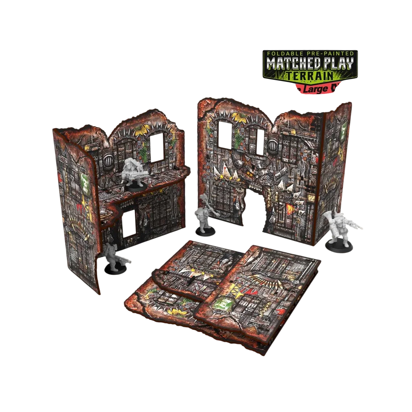 Green Stuff World Matched Play Pre-Painted Foldable Large L-shaped Ruin - Orks - Wargmaing