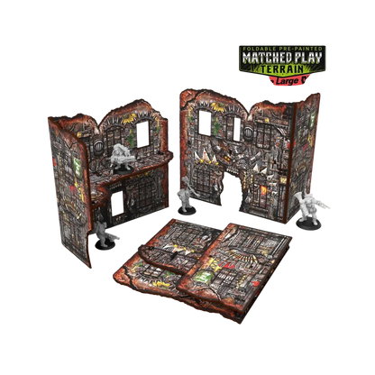 Green Stuff World Matched Play Pre-Painted Foldable Large L-shaped Ruin - Orks - Wargmaing
