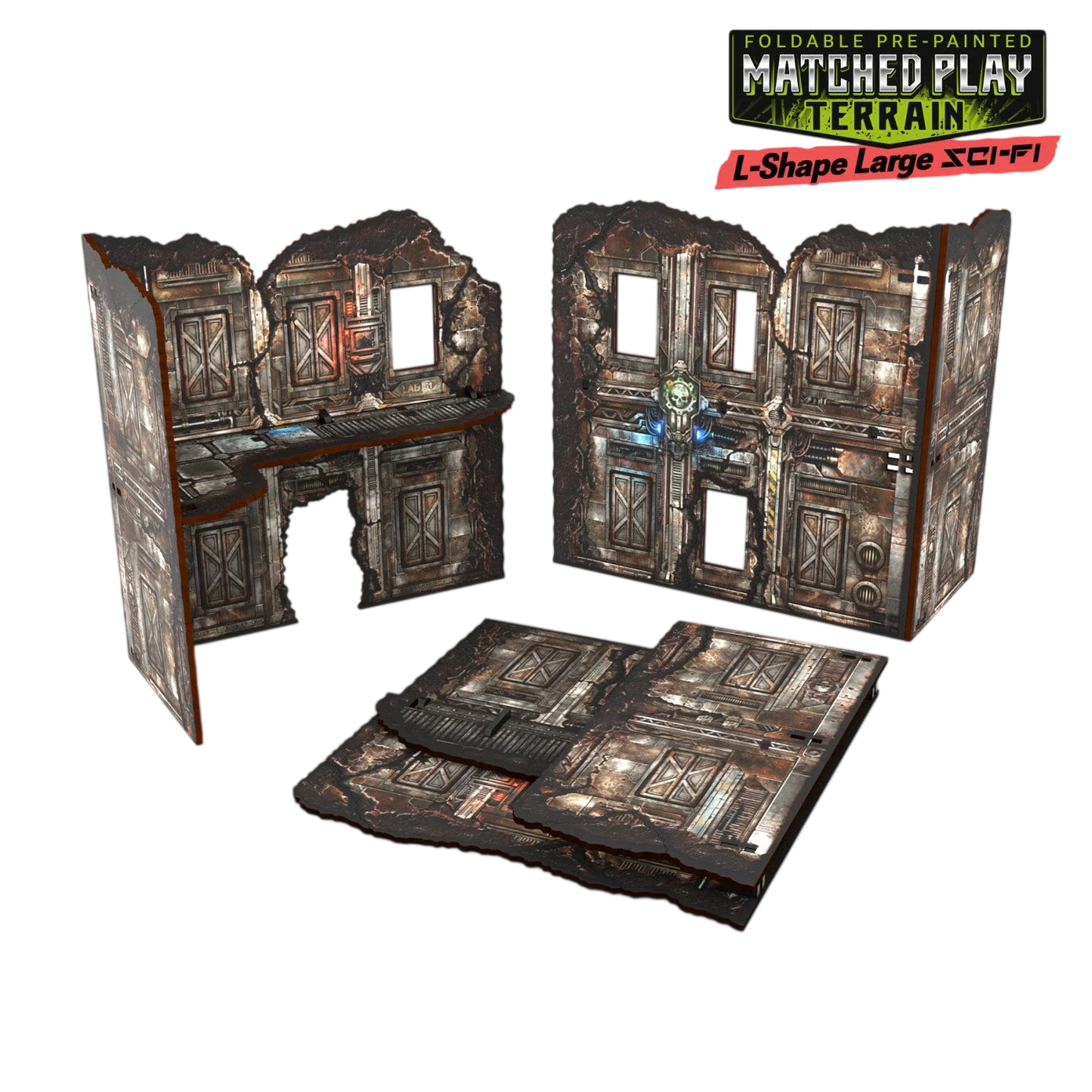 Green Stuff World Matched Play Pre-Painted Foldable Large L-shaped Ruin - Sci-fi
